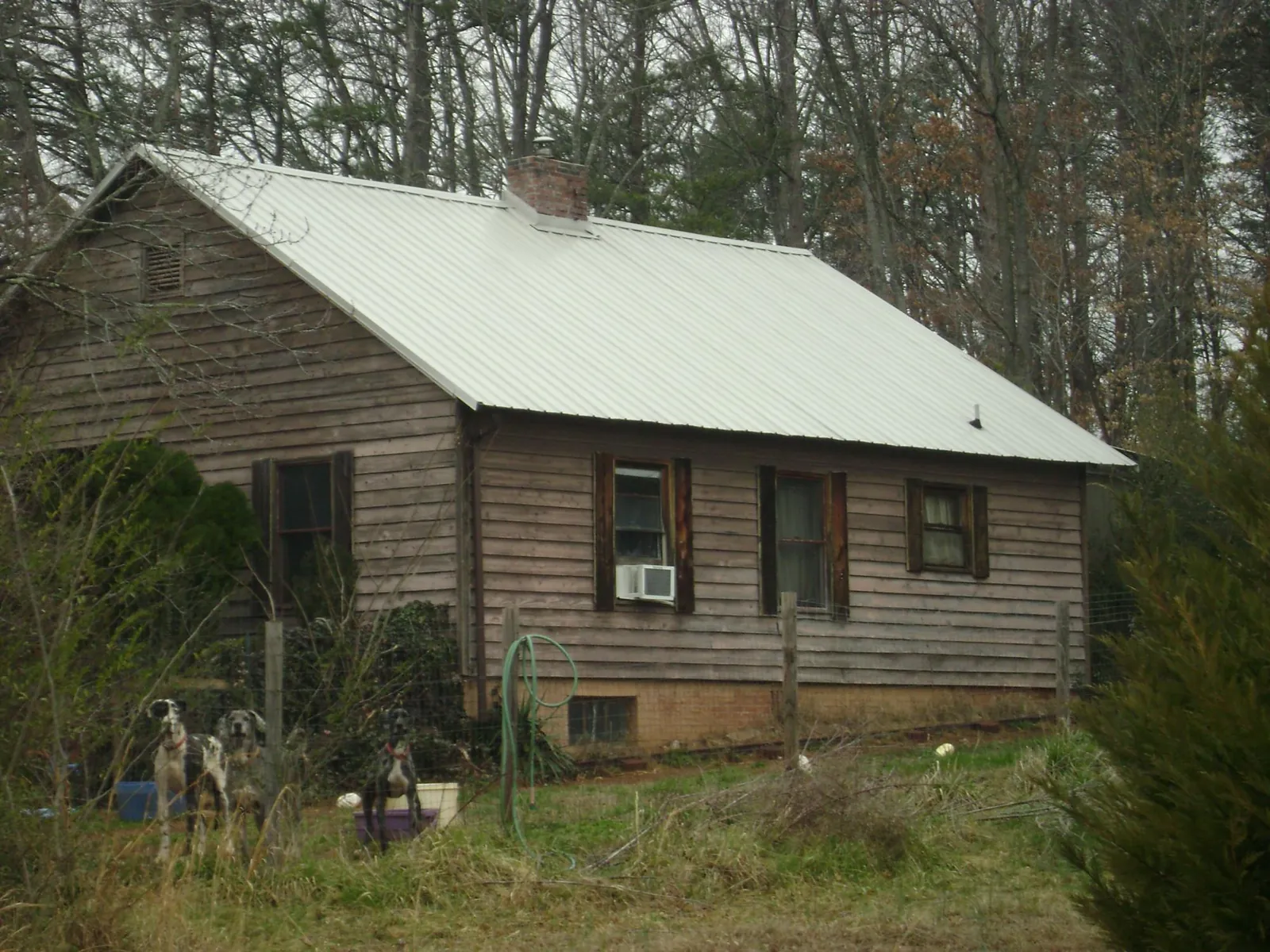 White metal roof on an old wood sided farmhouse, from a Asphalt Shingle Roof Repair job in Grandview